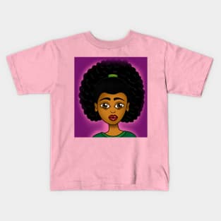 melanin queen anime style art Kids T-Shirt